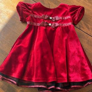 Kids red velvet holiday dress